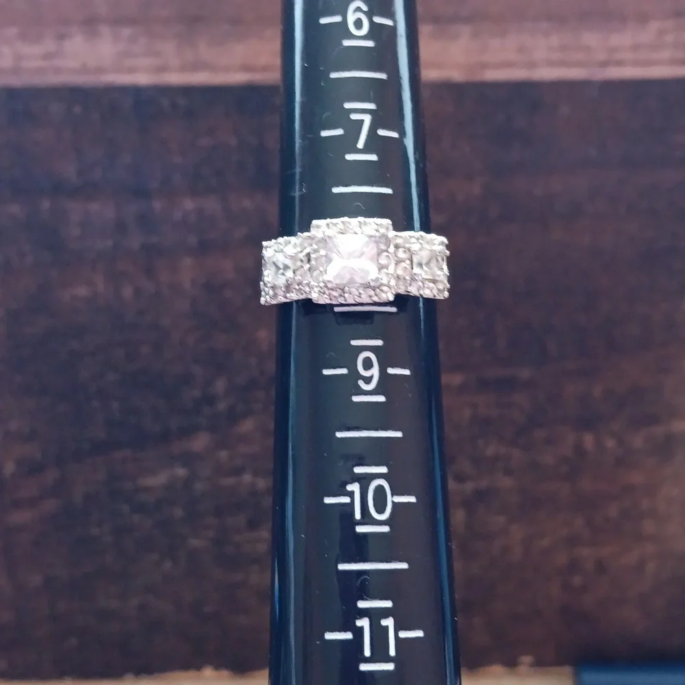Silver Synthetic Crystal Ring
